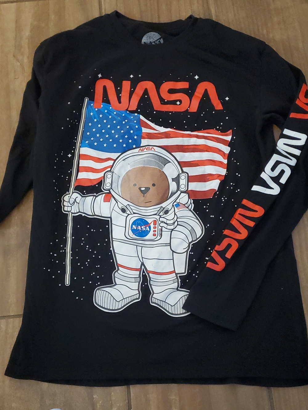 NASA Kids' Black Long-Sleeve Astronaut Bear Tee